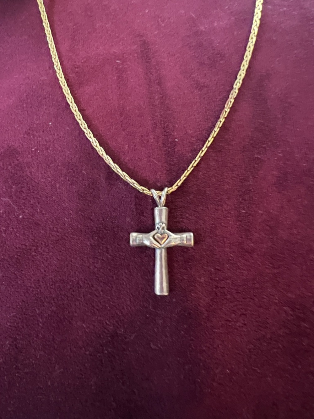 Gold and Silver Celtic Cross on Chain Made in Italy - Picture 2 of 6